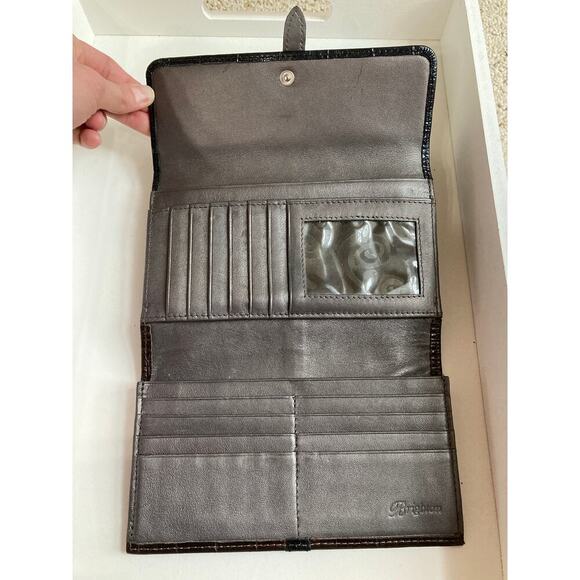 BRIGHTON LARGE BROWN, BLACK LEATHER ANIMAL PRINT WALET - Picture 7 of 16